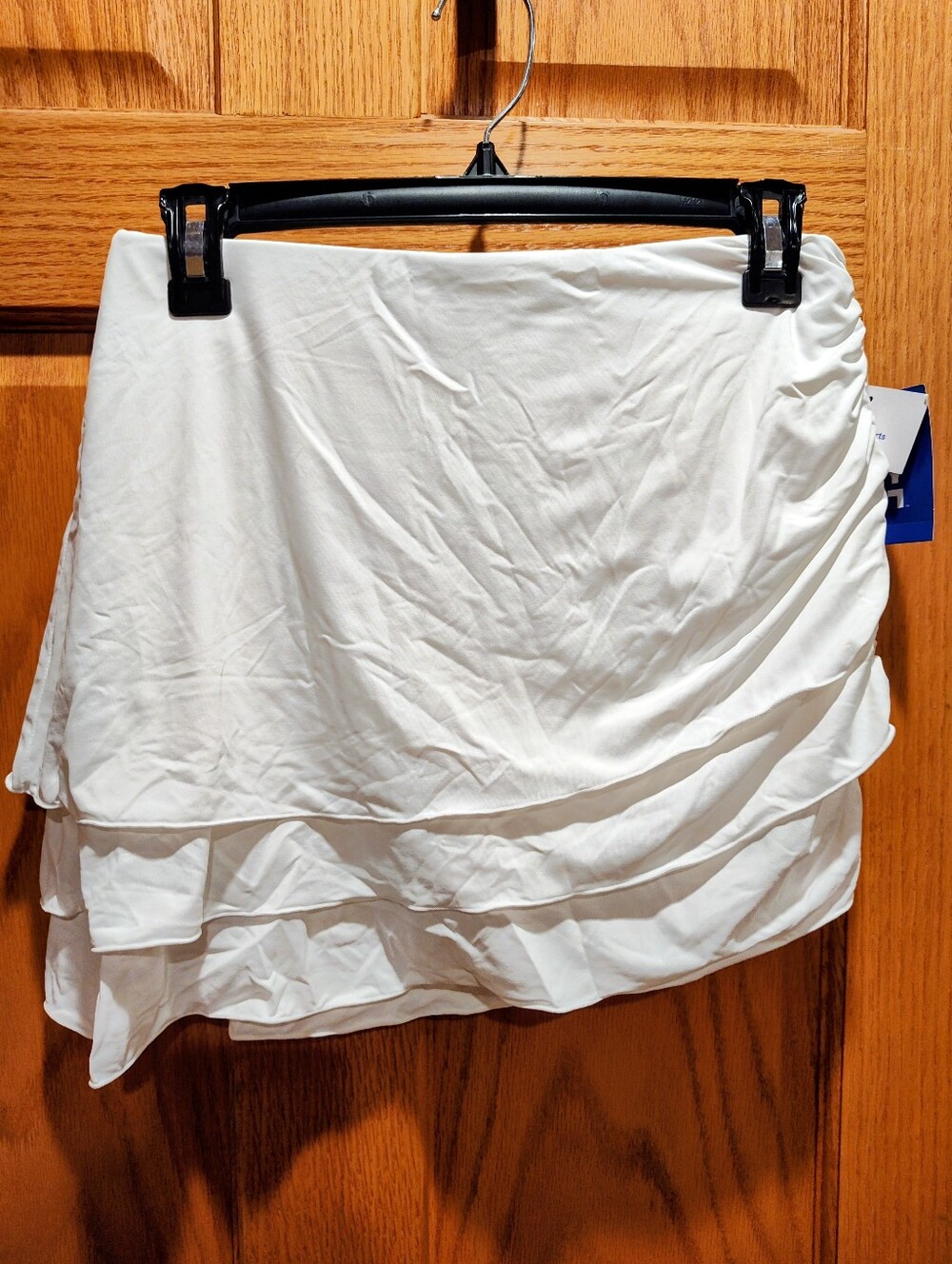 Joy Lab Women’s White Layered, Ruched Mini Skort, Small